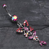 Detail View 2 of Glam Butterfly Fall Fancy Belly Ring-Pink/Aurora Borealis