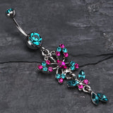 Detail View 2 of Glam Butterfly Fall Fancy Belly Ring-Teal