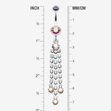 Detail View 1 of Cascading Sparkle Belly Button Ring-Aurora Borealis