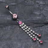 Detail View 2 of Cascading Sparkle Belly Button Ring-Light Pink