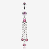 Cascading Sparkle Belly Button Ring-Light Pink