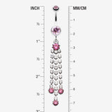 Detail View 1 of Cascading Sparkle Belly Button Ring-Light Pink