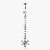 Flower Journey Gem Sparkle Belly Ring-Clear Gem