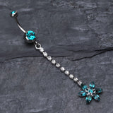 Detail View 2 of Flower Journey Gem Sparkle Belly Ring-Teal