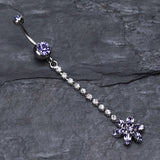 Detail View 2 of Flower Journey Gem Sparkle Belly Ring-Tanzanite