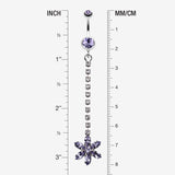 Detail View 1 of Flower Journey Gem Sparkle Belly Ring-Tanzanite