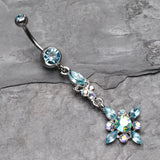 Detail View 2 of Dangling Shine Drops Belly Button Ring-Aqua