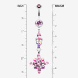 Detail View 1 of Dangling Shine Drops Belly Button Ring-Light Pink