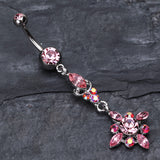 Detail View 2 of Dangling Shine Drops Belly Button Ring-Light Pink