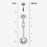 Detail View 1 of Dangling Gem Drop Belly Button Ring-Clear Gem