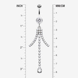 Detail View 1 of Elegant Bejeweled Cascading Belly Button Ring-Clear Gem