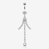 Elegant Bejeweled Cascading Belly Button Ring