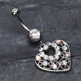 Detail View 2 of Sparkling Precious Heart Belly Button Ring-Clear Gem