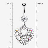 Detail View 1 of Sparkling Precious Heart Belly Button Ring-Clear Gem