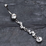 Detail View 2 of Crystal Journey Swirl Belly Ring-Clear Gem