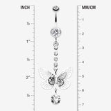 Detail View 1 of Sparkle Flutter Butterfly Belly Button Ring-Clear Gem