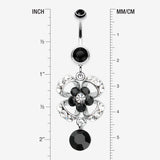 Detail View 1 of Flower Aura Belly Button Ring-Black
