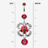 Detail View 1 of Flower Aura Belly Button Ring-Red