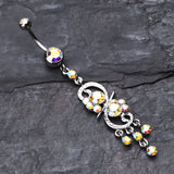 Detail View 2 of Glistening Chandelier Belly Button Ring-Aurora Borealis