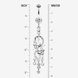 Detail View 1 of Glistening Chandelier Belly Button Ring-Clear Gem