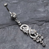 Detail View 2 of Glistening Chandelier Belly Button Ring-Clear Gem