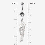 Detail View 1 of Jeweled Angel Wing Sparkle Belly Ring-Clear Gem