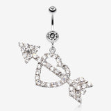 Jeweled Heart Arrow Belly Ring