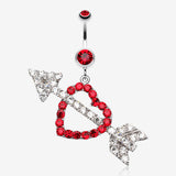 Jeweled Heart Arrow Belly Ring