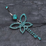 Detail View 2 of Classic Butterfly Sparkle Belly Ring-Teal