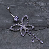 Detail View 2 of Classic Butterfly Sparkle Belly Ring-Tanzanite