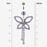 Detail View 1 of Classic Butterfly Sparkle Belly Ring-Tanzanite