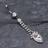 Detail View 2 of Marquise Chandelier Belly Ring-Clear Gem