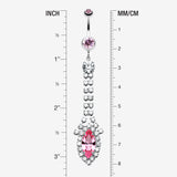 Detail View 1 of Marquise Chandelier Belly Ring-Light Pink/Clear