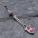 Detail View 2 of Marquise Chandelier Belly Ring-Light Pink/Clear