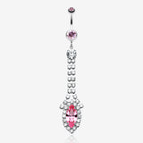 Marquise Chandelier Belly Ring-Light Pink/Clear