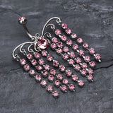 Detail View 2 of Sparkling Curtain Chandelier Belly Ring-Light Pink