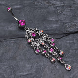 Detail View 2 of Classic Chandelier Sparkle Belly Ring-Fuchsia