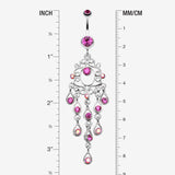 Detail View 1 of Classic Chandelier Sparkle Belly Ring-Fuchsia