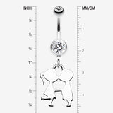 Detail View 1 of First Kiss Belly Button Ring-Clear Gem