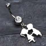 Detail View 2 of First Kiss Belly Button Ring-Clear Gem