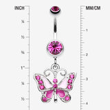 Detail View 1 of Butterfly Delight Belly Button Ring-Fuchsia