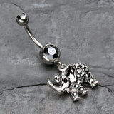 Detail View 2 of Elephant Walk Dangle Belly Button Ring-Hematite