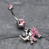 Detail View 2 of Elephant Walk Dangle Belly Button Ring-Light Pink