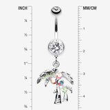Detail View 1 of Summer Bliss Palm Tree Belly Button Ring-Clear Gem