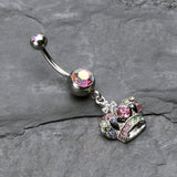 Detail View 2 of The Majestic Crown Belly Button Ring-Aurora Borealis
