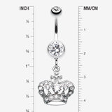Detail View 1 of The Majestic Crown Belly Button Ring-Clear Gem