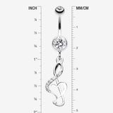 Detail View 1 of Lovely G Clef Music Note Belly Button Ring-Clear Gem