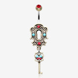 Vintage Boho Victorian Lock and Key Belly Button Ring
