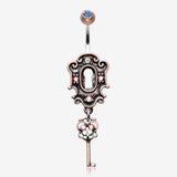 Vintage Boho Victorian Lock and Key Belly Button Ring