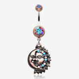 Vintage Boho Sun & Moon Belly Button Ring